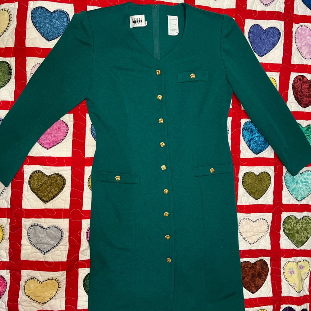 Vintage Leslie Fay Emerald Dress